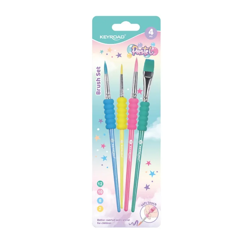 Štetce KeyRoad Pastel pěnový úchop - sada 4 ks