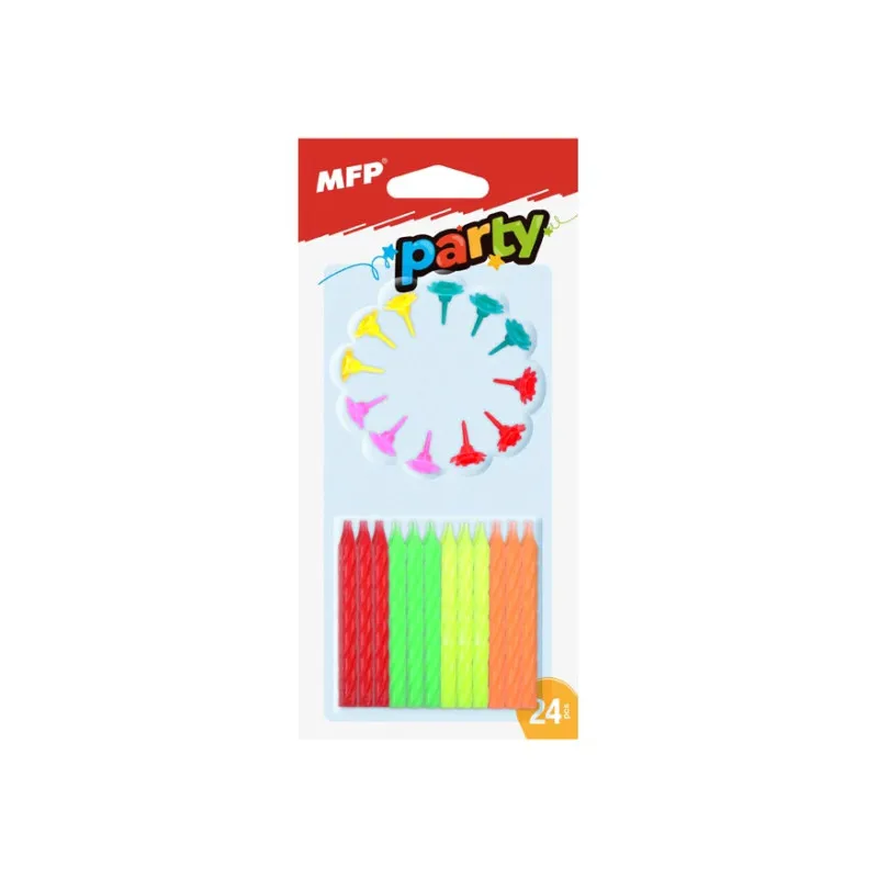 Svíčky dortové NEON - 24 ks