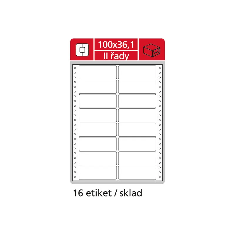 Tabelační etikety s vodící drážkou - 100 x 36,1 mm dvouřadé 8000 etiket / 500 skladů