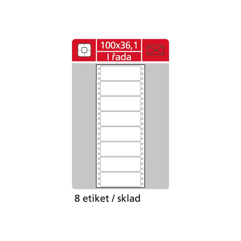 Tabelační etikety s vodící drážkou - 100 x 36,1 mm jednořadé 200 etiket / 25 skladů