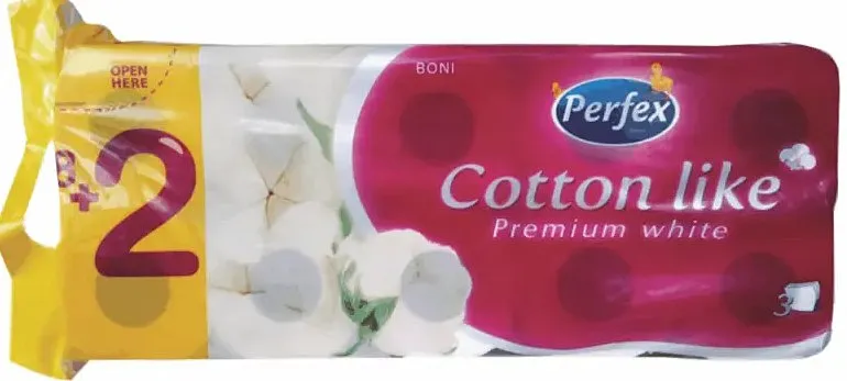 Toaletní papír PERFEX Cotton like 3vrstvý, 10 rolí