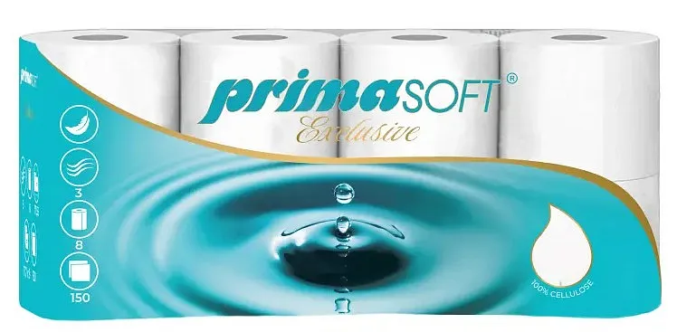 Toaletní papír Primasoft Exclusive - 3vrstvý, 8 rolí