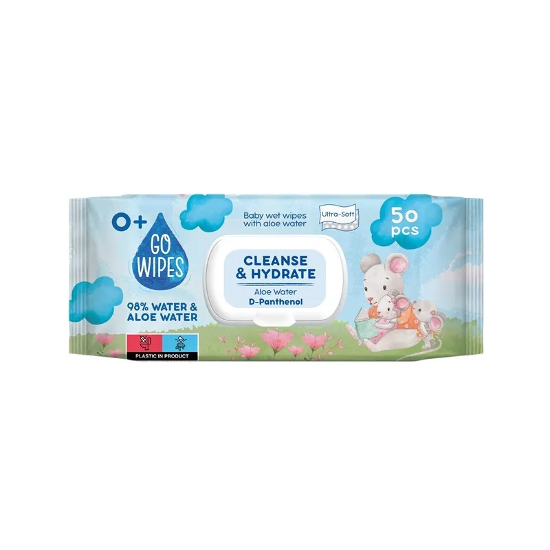 Vlhčené ubrousky GoWipes - Aloe a D-Panthenol 50 ks