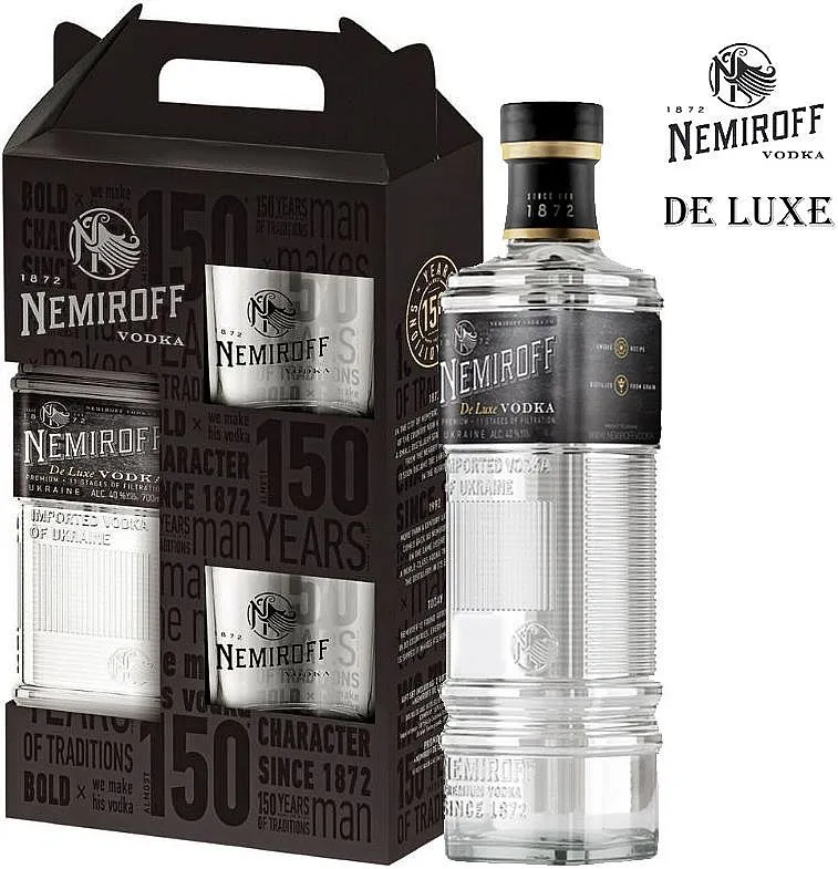 Vodka Nemiroff de Luxe čirá + 2 skla  gB 40%0.70l