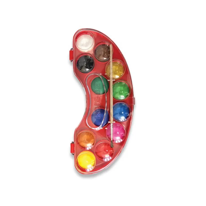 Vodové barvy Kores Akuarellos - 12 barev / průměr 30 mm + štětec