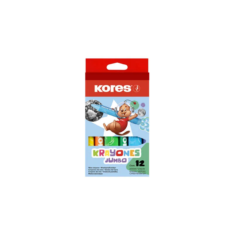 Voskové pastelky trojhranné Kores Kraynones - 12 barev / Jumbo