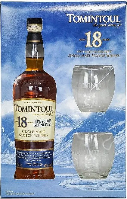 Whisky Tomintoul 18y+2sklo GB 40%0.70l