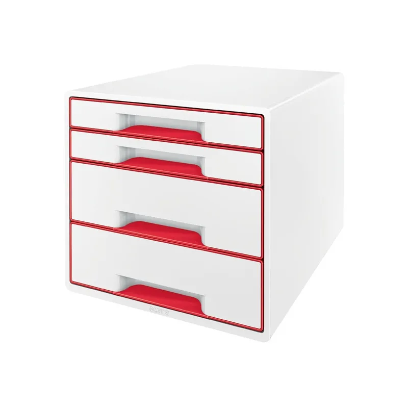Zásuvkový box Leitz WOW - 2+2 zásuvky / červená