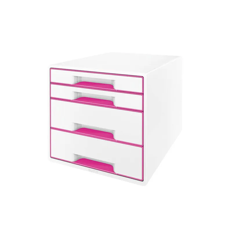 Zásuvkový box Leitz WOW - 2+2 zásuvky / růžová