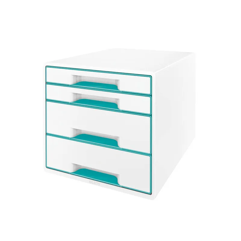 Zásuvkový box Leitz WOW - 2+2 zásuvky / tyrkysová