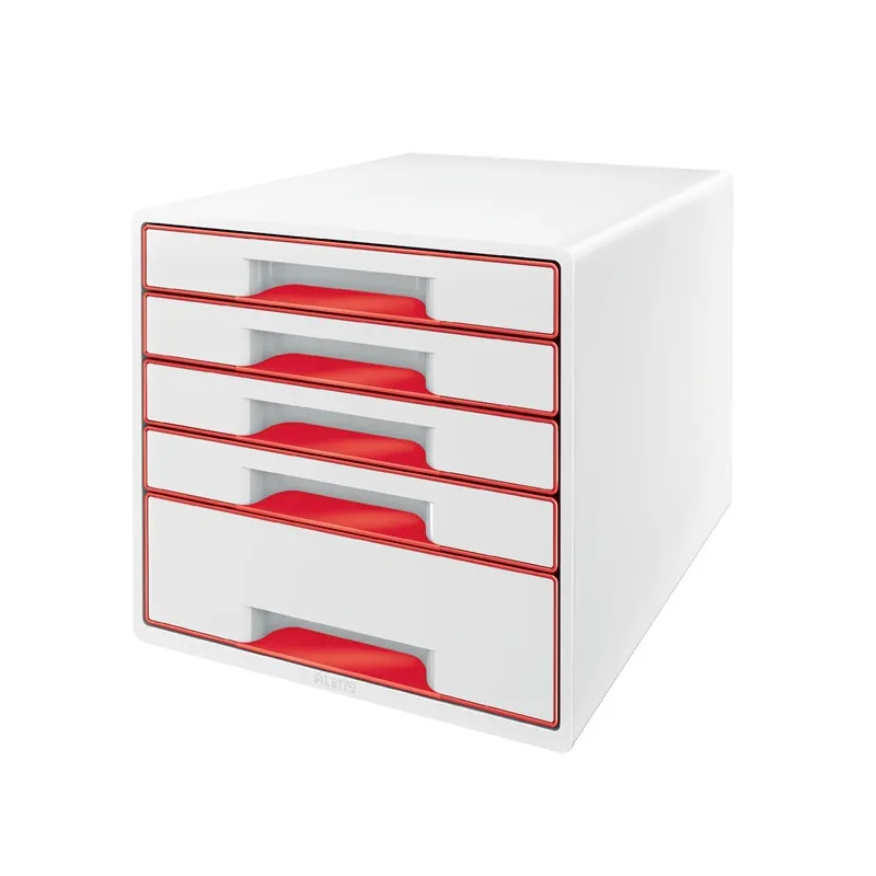 Zásuvkový box Leitz WOW - 4+1 zásuvky / červená