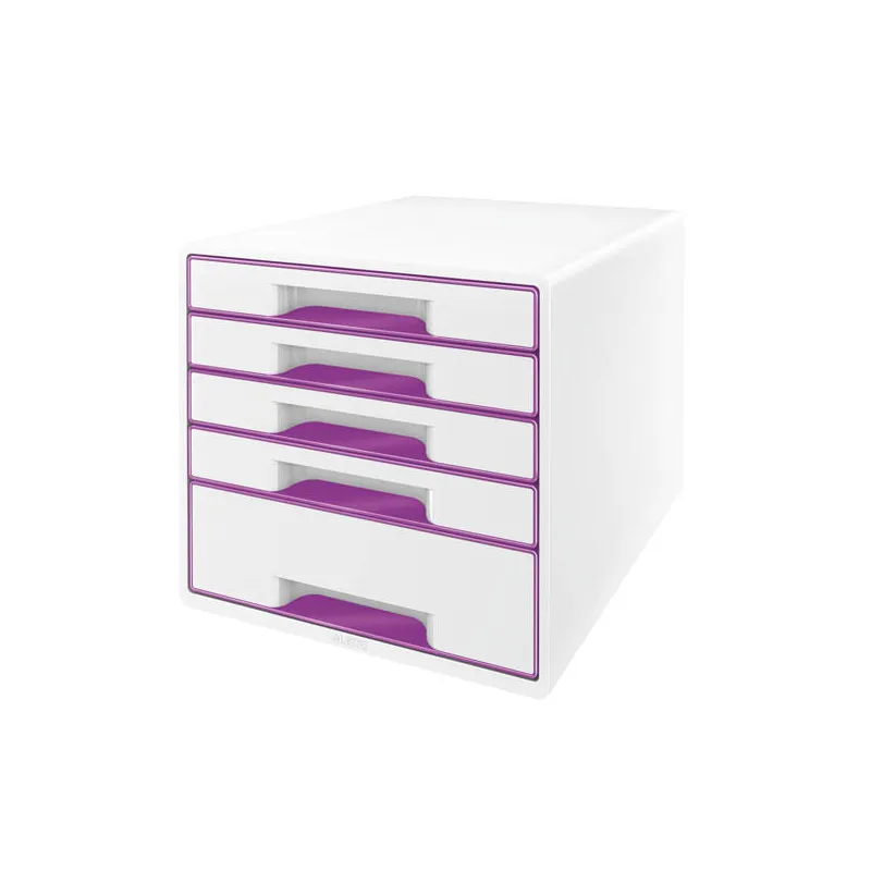 Zásuvkový box Leitz WOW - 4+1 zásuvky / fialová