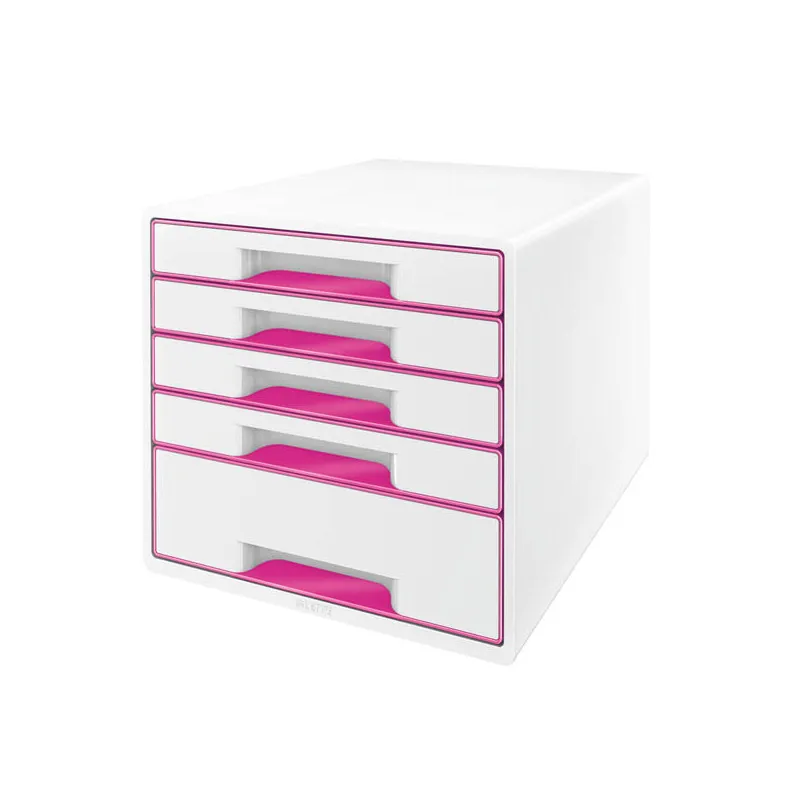Zásuvkový box Leitz WOW - 4+1 zásuvky / růžová
