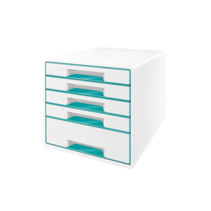 Zásuvkový box Leitz WOW - 4+1 zásuvky / tyrkysová