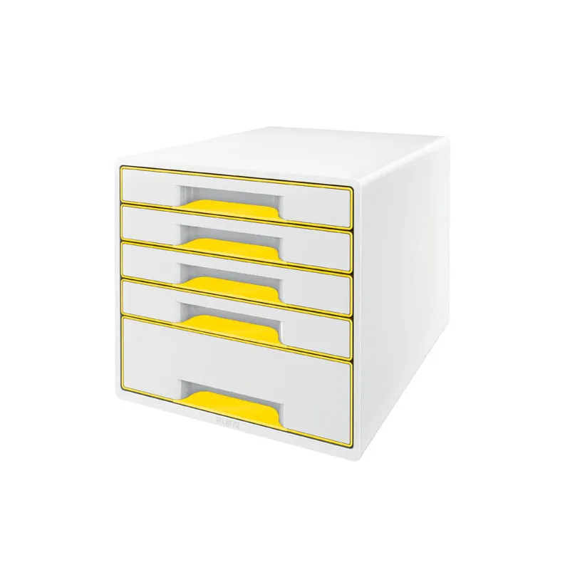 Zásuvkový box Leitz WOW - 4+1 zásuvky / žlutá