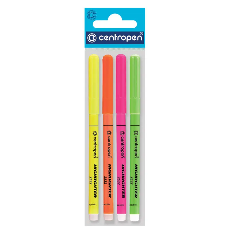 Zvýrazňovač Centropen 2532 / sada 4 ks