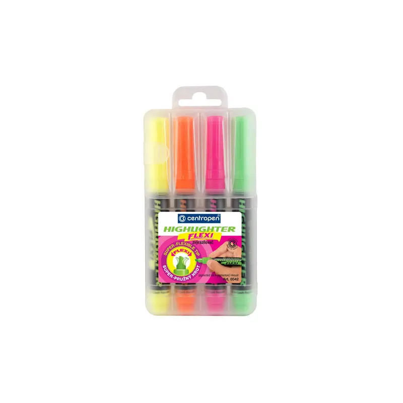 Zvýrazňovač Centropen Flexi 8542 / sada 4 ks
