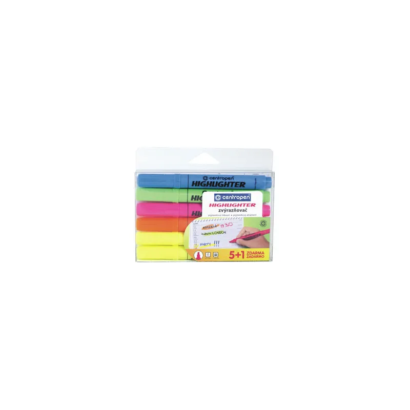 Zvýrazňovač Centropen HIGHLIGHTER 8552 / sada 5 + 1