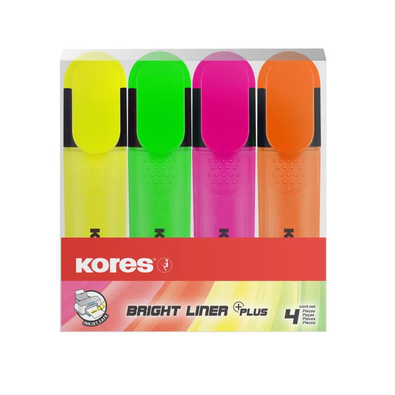 Zvýrazňovač Kores Bright Liner / sada 4 ks