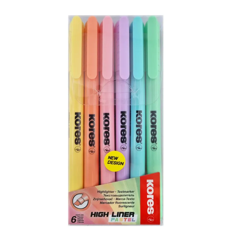 Zvýrazňovač Kores High Liner Pastel / sada 6 ks