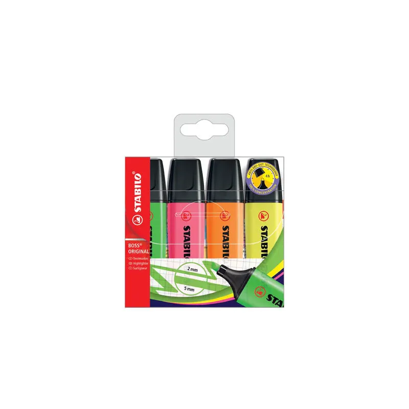 Zvýrazňovač STABILO® BOSS ORIGINAL / sada 4 ks