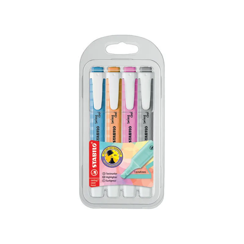 Zvýrazňovač STABILO® SWING COOL Pastel / sada 4 ks
